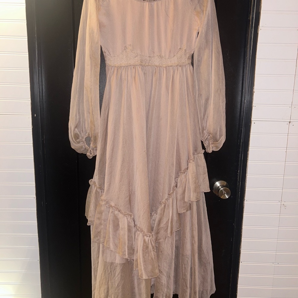 Joyfolie Cream Long Sleeve Dress